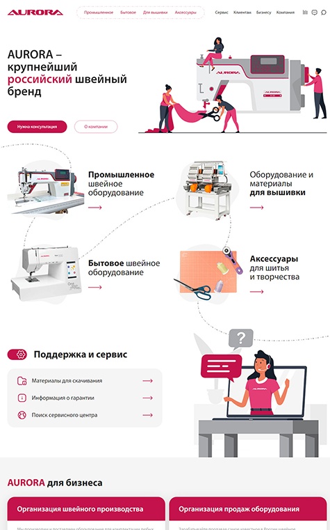 Четыре в одном: разработка сайта для производителя швейного оборудования 